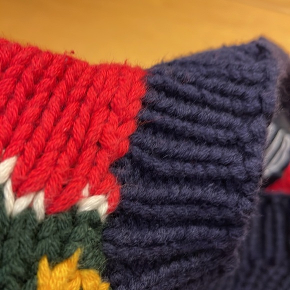 Vintage 90s hand knit colourful 100% cotton GAP crew neck sweater size large - Picture 13 of 14